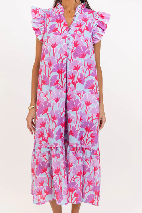 Just Getting Good Lavender Floral Midi Dress | The Mint Julep Boutique