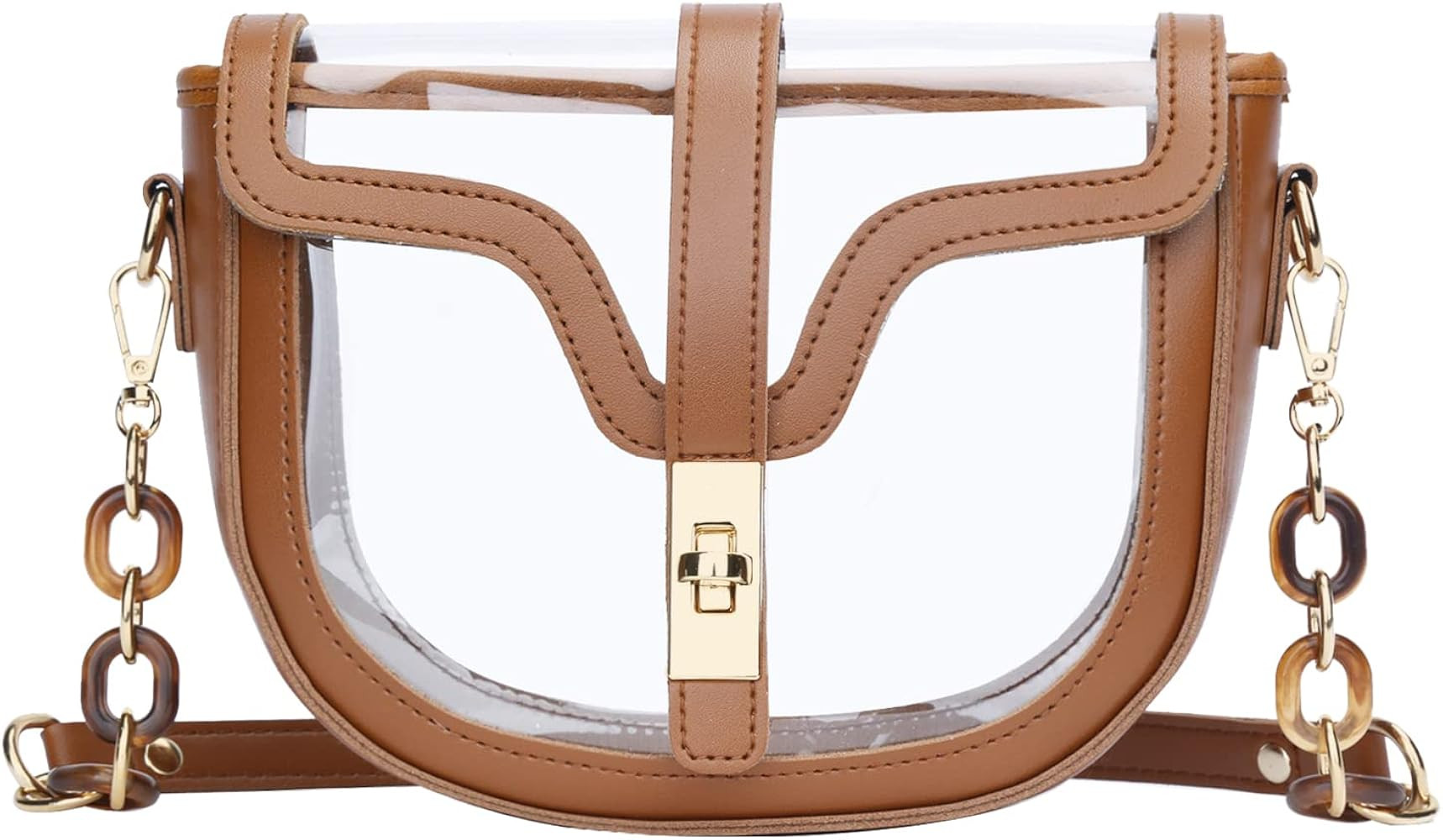 Clear Crossbody Bag for Women Stadium Approved Vegan Leather Concert Shoulder Sports See-Through ... | Amazon (US)