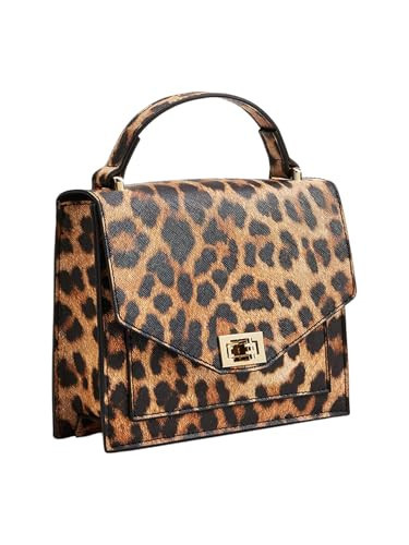 RoseSeek Women's Leopard Print Handbag Cheetah Trendy Top Handle Mini Bag Clutch Purses Brown One Size | Amazon (US)