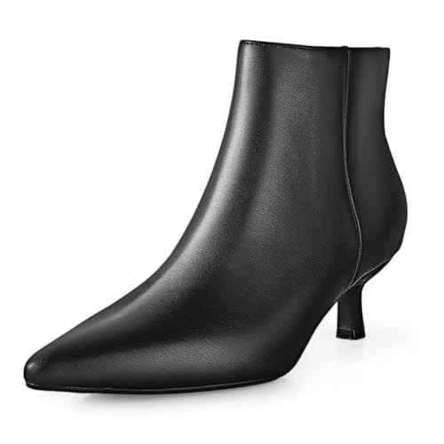 Kitten Heel Ankle Boots for Women - Black Kitten Heels Ankle Booties Womens Winter Fall Boots for Women 2025, Dress Shoes, Pointed Toe, Side Zipper, Memory Foam, Leather, Low Heel, Short Boots Comfortable(Multi 7.5) | Amazon (US)