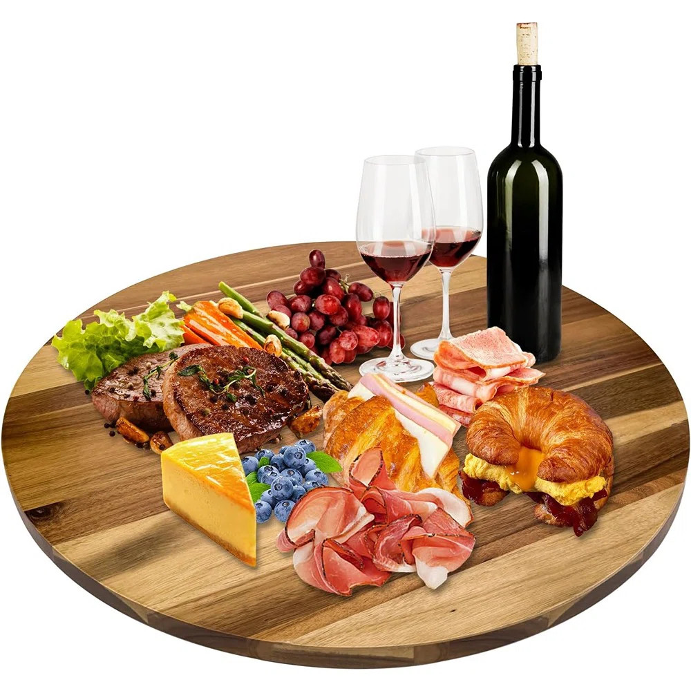 Dining Table Top,extra Large Wooden Serving Tray With Heavy Duty Rotating Wheel For Kitchen,dinin... | Wayfair North America