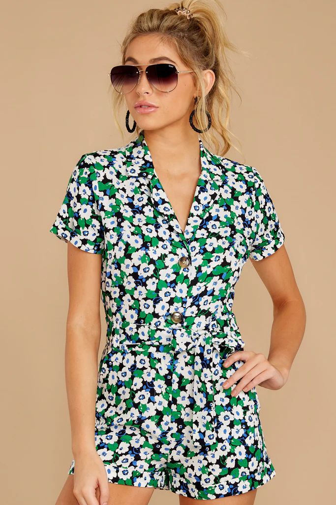 Pick Of The Day Green Floral Print Romper | Red Dress 