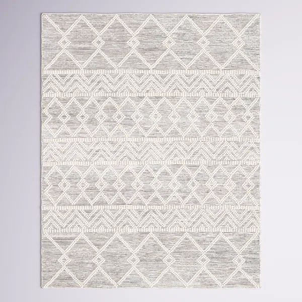 Latrissa Moroccan Handmade Flatweave Wool Charcoal/Cream Area Rug | Wayfair North America