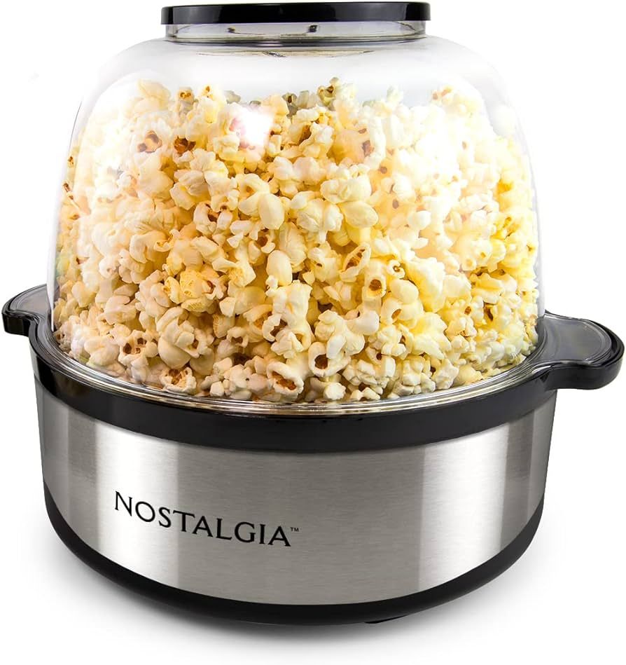 Nostalgia 6-Quart Stirring Popcorn Popper With Quick-Heat Technology, Makes 24 Cups of Popcorn, K... | Amazon (US)