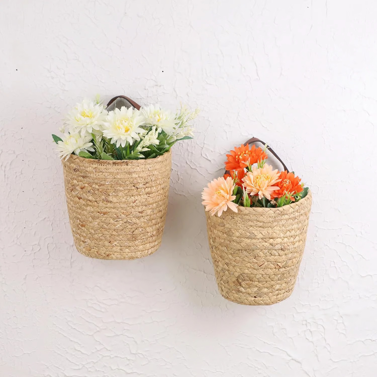 Gracie Oaks Water Hyacinth Hanging Storage Baskets 2 Pack Woven Wall Hanging Baskets For Organizi... | Wayfair North America