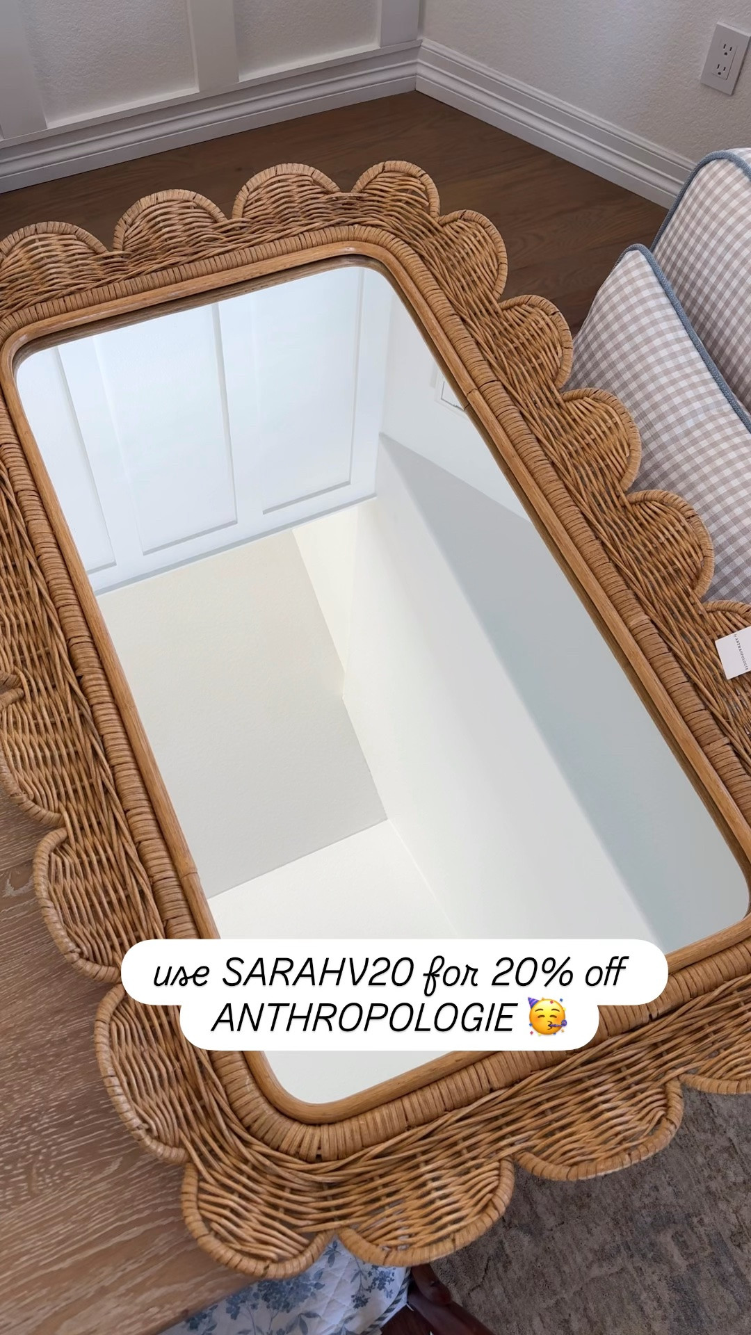 use my promo code SARAHV20 for 20% off Orders of $100+ at Anthropologie 🤩🤩

Loving this scalloped rattan mirror! I got two for the girls bathroom 👏🏻

#LTKHome #LTKSaleAlert #LTKMothersDay