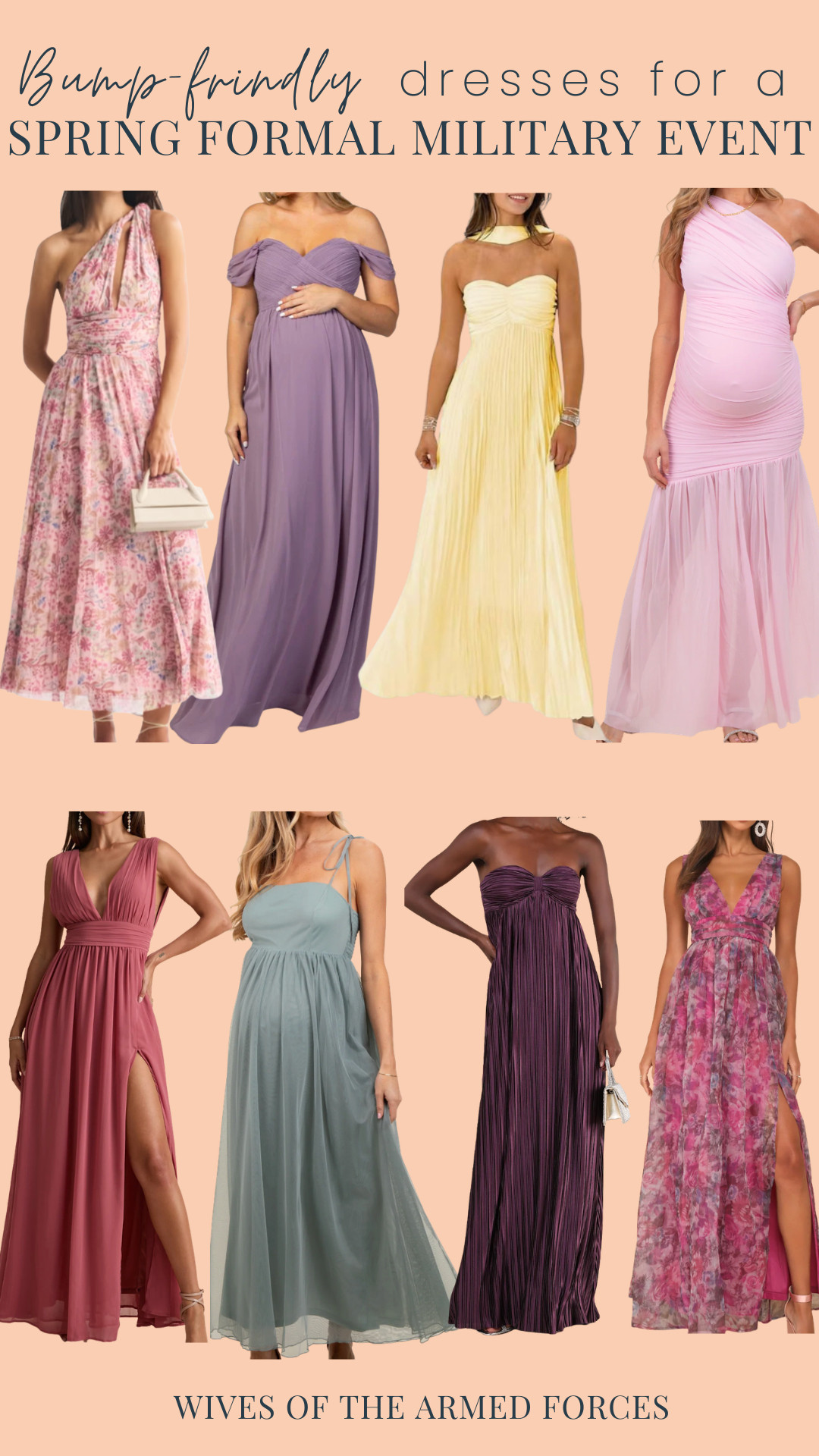 Here are some of our favorite formal dresses that can pair with a growing bump! Any of these would be comfortable, yet chic options to wear to a spring military formal!  

 

#LTKmomlife #LTKSeasonal #LTKWedding