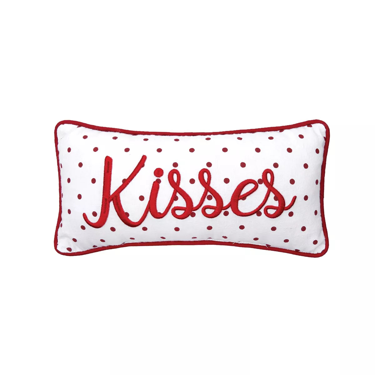 C&F Home 6" x 12" Valentine's Day Kisses Dot Small/Petite Embroidered Red Accent Throw Pillow | Target