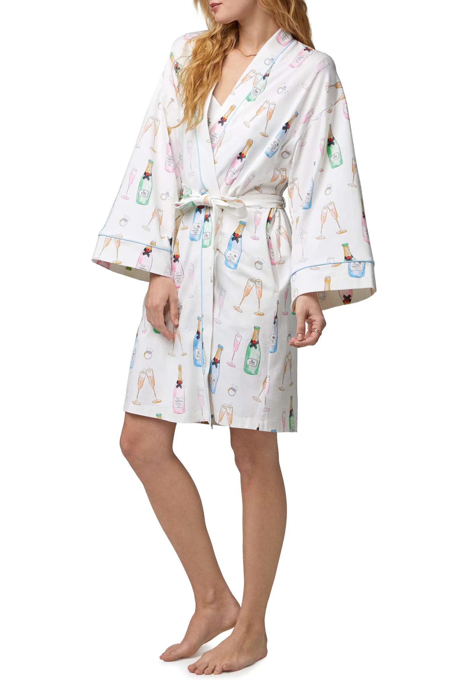Just Married Print Organic Cotton Jersey Robe | Nordstrom