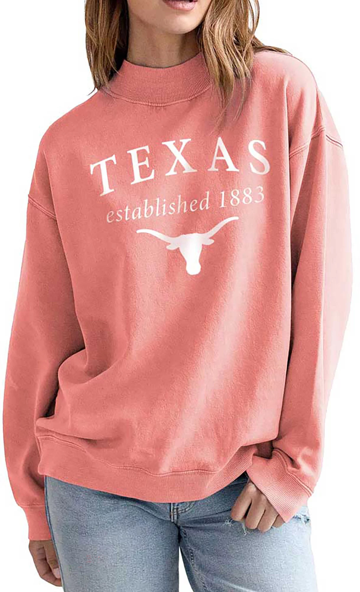 chicka-d Women's Texas Longhorns Terracota Mock Neck Sweatshirt, Small, Orange | DICK'S Sporting Goods