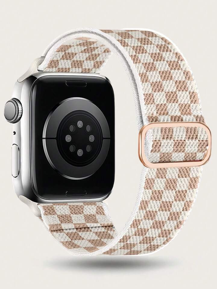 Checkered Stretchy Nylon Loop Bands Compatible With Apple Watch Band 38mm 40mm 41mm 42mm 44mm 46mm 49mm Black And White Checkboard Adjustable Braided Sport Soft Elastic Compatible With Apple Watch Strap SE Ultra Series 10/9/8/7/6/5/4/3/2/1 ﻿ | SHEIN