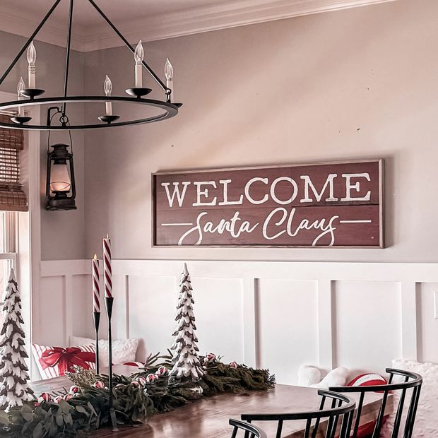 Welcome Santa Claus Red Wall Art | Antique Farm House