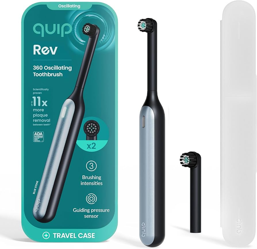 Quip Rev Oscillating Rechargeable Electric Toothbrush with Extra Brush Head - Soft Bristles, Pres... | Amazon (US)