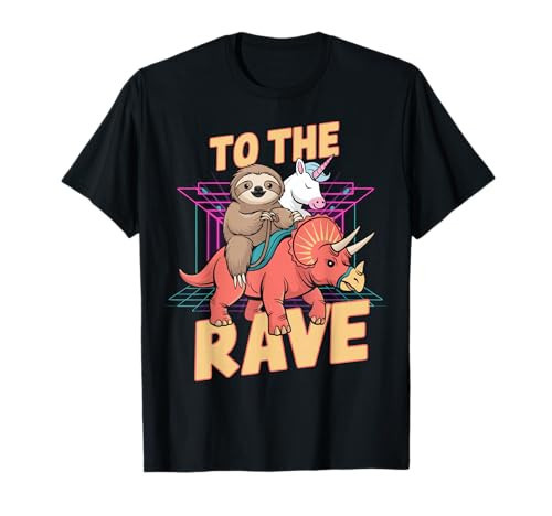 Rave Party Bass Head Clubbing Unicorn Dinosaur Sloth EDM T-Shirt | Amazon (US)