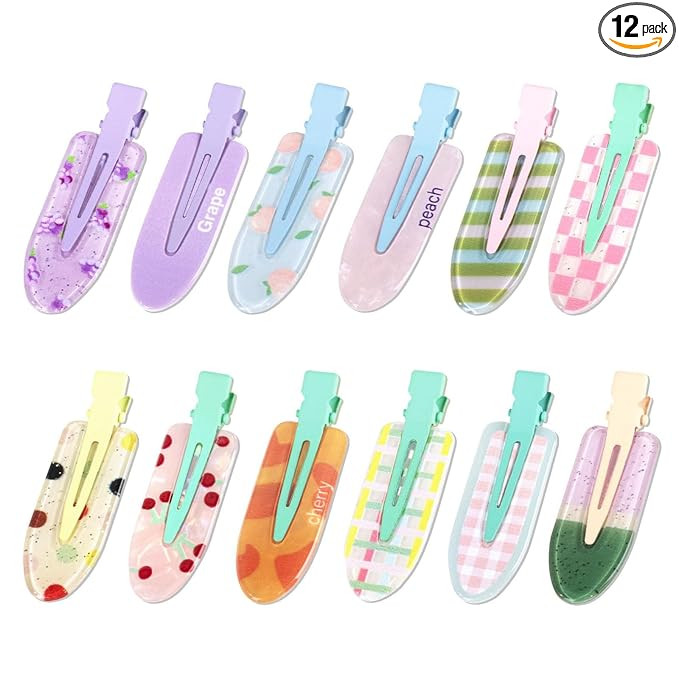 12Pcs No Bend Hair Clips, Creaseless Flat Hair Clips for Women, Cute Makeup Bangs Hair Clip Hair ... | Amazon (US)