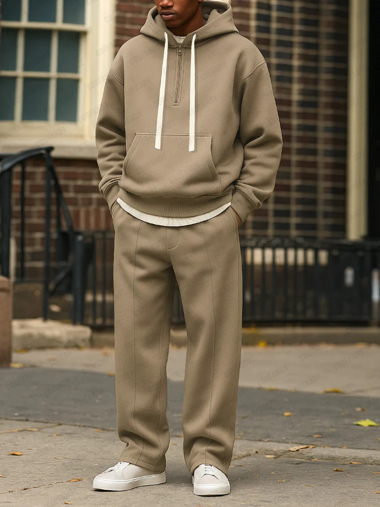 Sporty Loose Fit Hoodie Jogger Pants Set | Coofandy