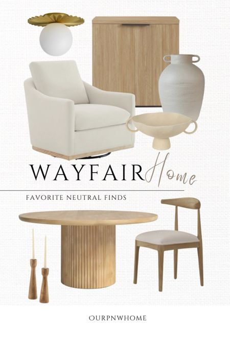 Wayfair neutral finds for the home!

Fluted dining table, pedestal dining table, dining chair, upholstered dining chairs, wood candlesticks, taped candle holders, fluted cabinet, ribbed cabinet, reeded cabinet, accent table, fluted semi-flush mount, brass lighting fixture, white vase, decorative bowl, neutral furniture, neutral home, ivory swivel chair, white accent chair, armchair

#LTKHome #LTKSeasonal #LTKStyleTip