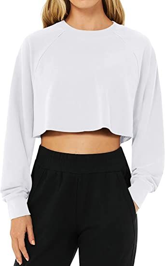 LASLULU Long Sleeve Crop Tops Workout Athletic Gym Sweat Shirts Cropped Casual Sweatshirts for Wo... | Amazon (US)