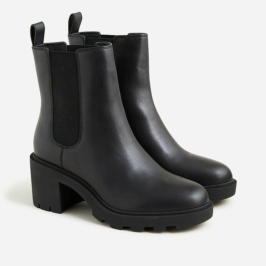Lug-sole heeled Chelsea boots in leather | J.Crew US