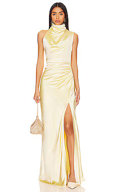 MISHA Costantina Gown in Soft Yellow from Revolve.com | Revolve Clothing (Global)