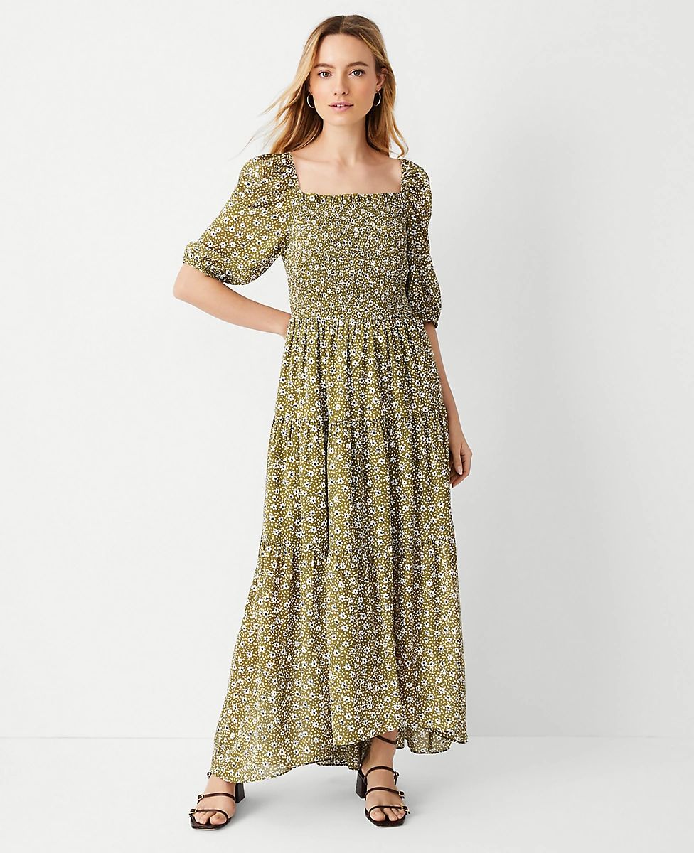 Floral Smocked Bodice Maxi Dress | Ann Taylor (US)