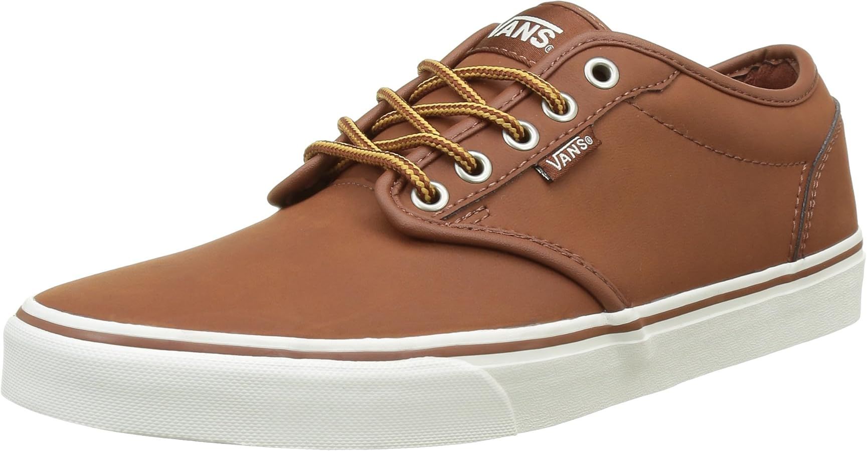 Vans Men's Atwood (Leather) Sneakers, Brown/Marshmallow, 6.5 | Amazon (US)