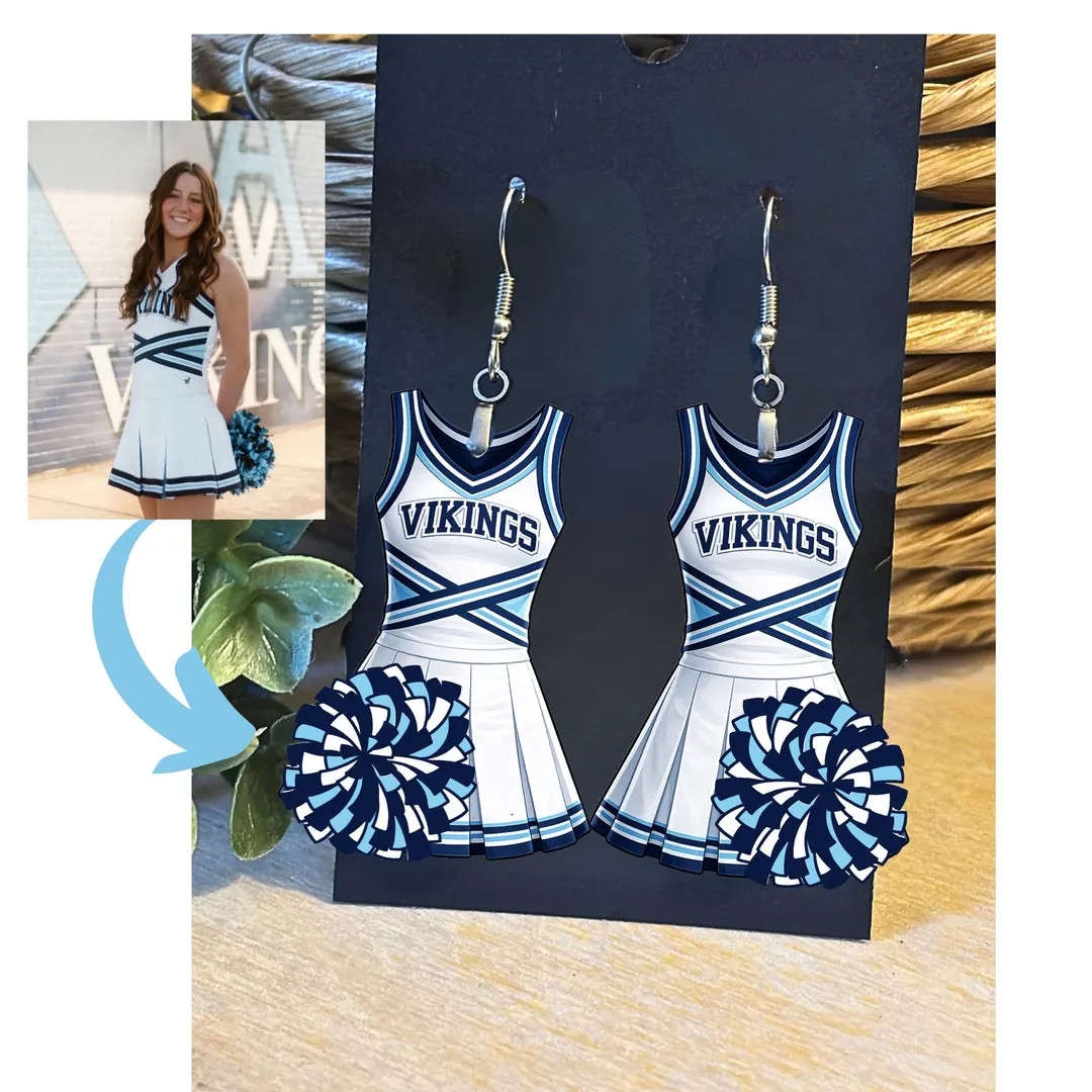 Cheer Earrings, Custom Uniforrm Earrings, Pom Pom Earrings, Cheerleader Gift, Cheerleading Earrin... | Etsy (US)