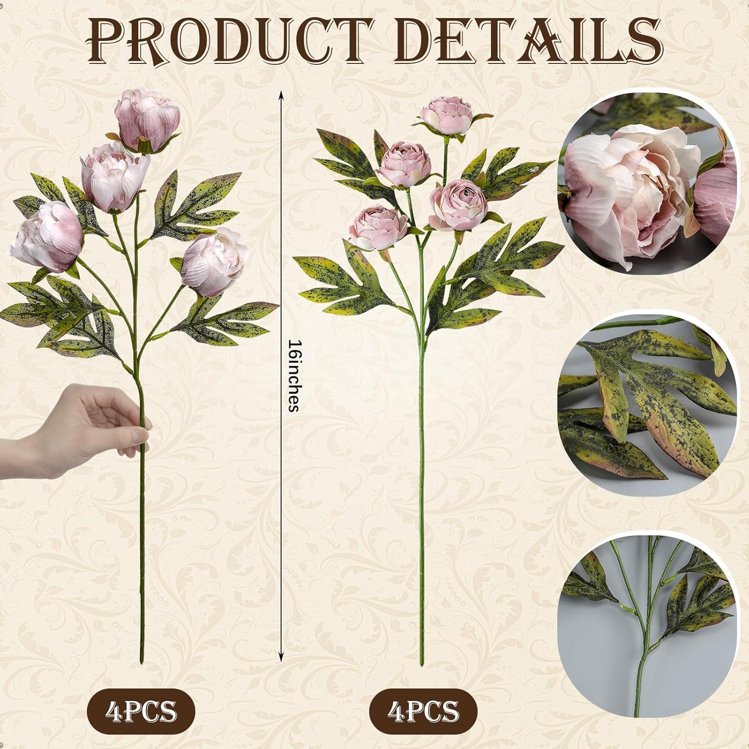 Thiccywoov 8 Pcs Faux Peony Stems Flowers Bulk Vintage Artificial Silk Peonies Stems Real Look Fa... | Amazon (US)