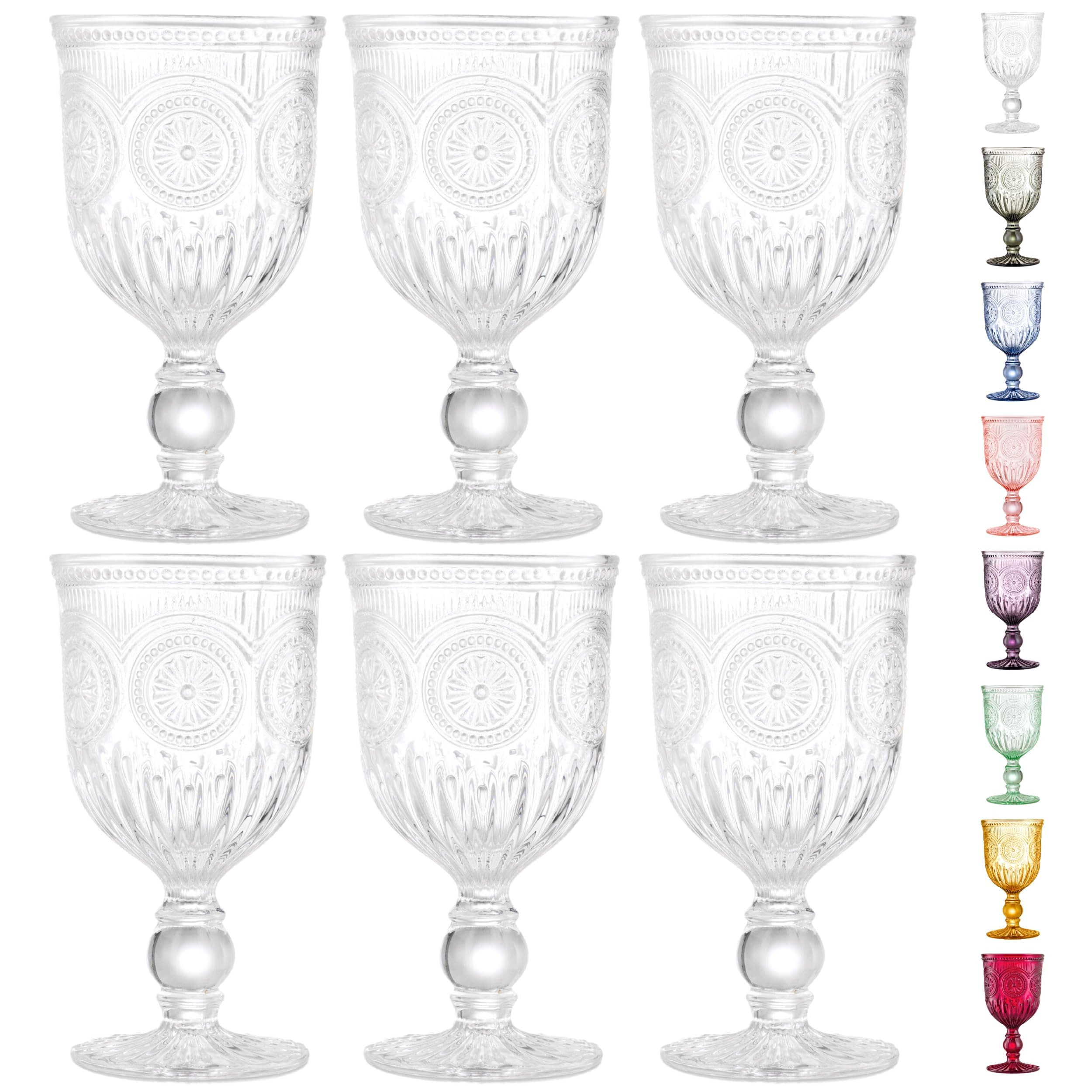Yungala Vintage Wine Glasses,Set of 6 Glass Goblets for Water, Wine or Cocktails - Fancy Wine Gla... | Amazon (US)