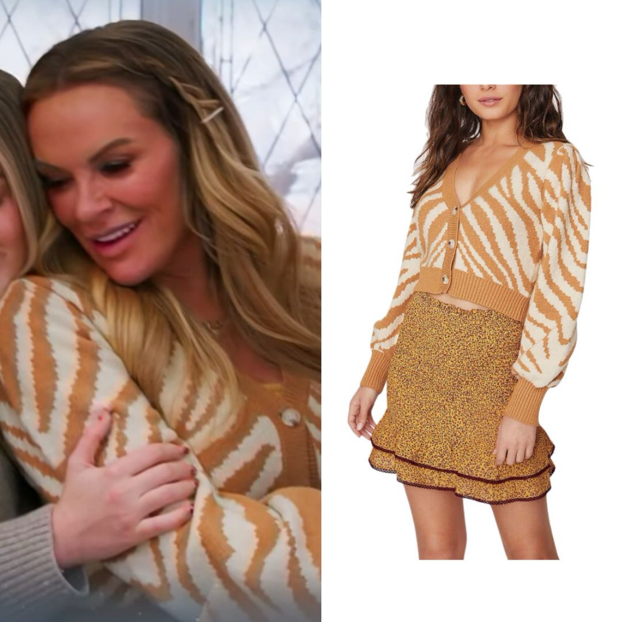 Heather Gay’s Tan Zebra Cardigan Sweater 