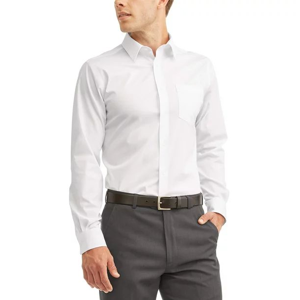 George Men's Long Sleeve Performance Dress Shirt, Up to 3XL | Walmart (US)