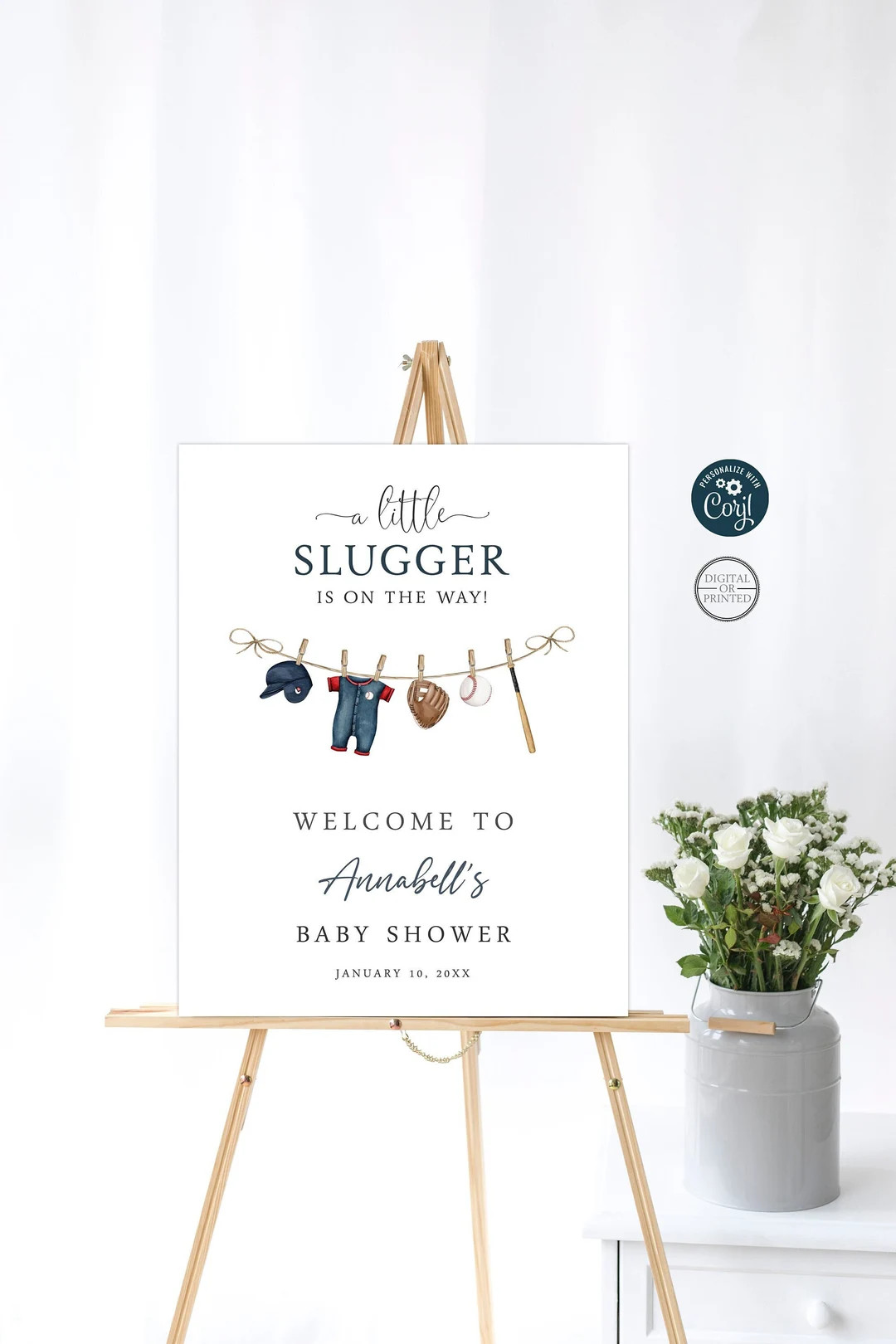 Baseball Baby Shower Welcome Sign Little Slugger Baby Shower - Etsy | Etsy (US)