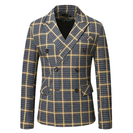 Big Sale Mens Plaid Blazer Jackets Single Button Long Sleeve Open Front Work Suits Temperament Regul | Walmart (US)
