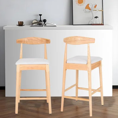 Mid-Century Modern Design Solid Wood 24" Counter Stools ,Upholstered Counter Stools with Wood Legs for Kitchen Island Dining Room Bar(Frame And Cushio | Wayfair North America