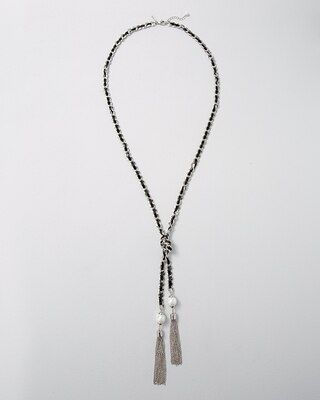 Ribbon Woven Tassel Necklace | White House Black Market