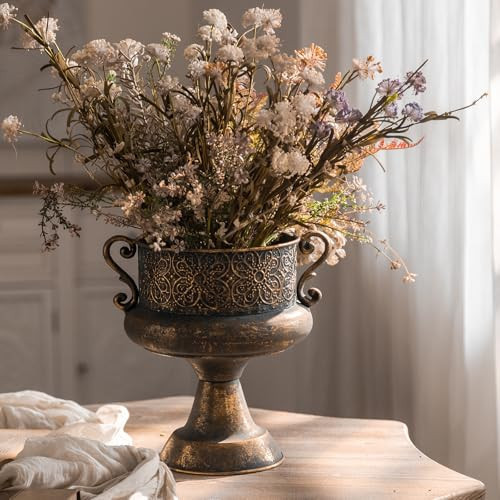 European Vintage Decor Iron Vase Retro Dry Flower Vase Roman Style Metal Flower Vase for Wedding Home Table Centerpiece | Amazon (US)