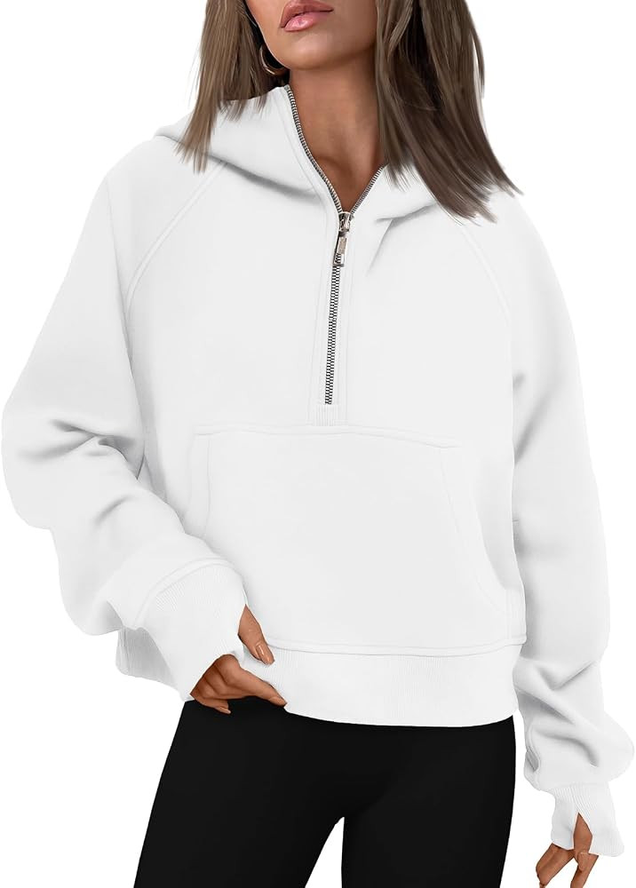 AUTOMET Half Zip Sweatshirts Cropped Hoodies Fleece Womens Quarter Zip Up Pullover Sweaters Fall ... | Amazon (US)