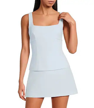 Clara Crepe Square Neck Sleeveless Bow Back Coordinating Top | Dillard's