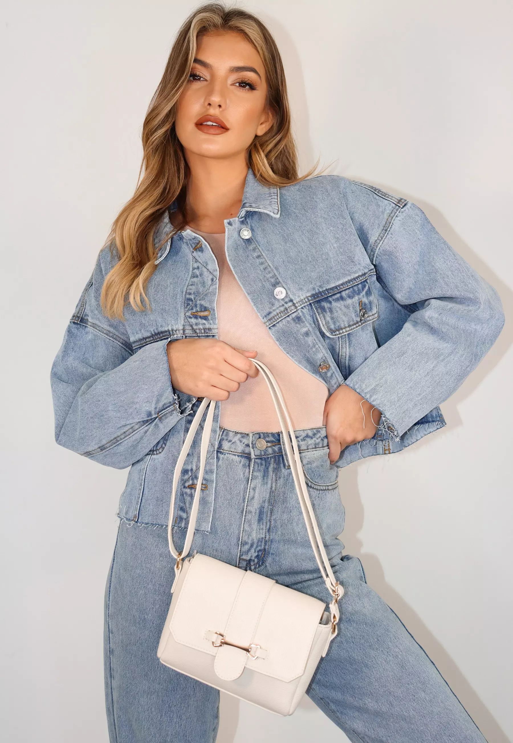 White Faux Leather Trim Cross Body Bag | Missguided (US & CA)
