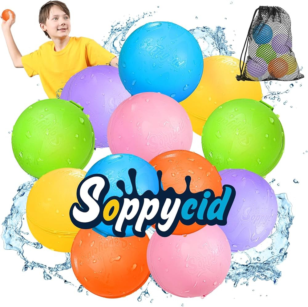 SOPPYCID 12PCS Reusable Water Balloons - Quick Fill Water Balls Toys For Toddler Age 4-8 - Refill... | Amazon (US)