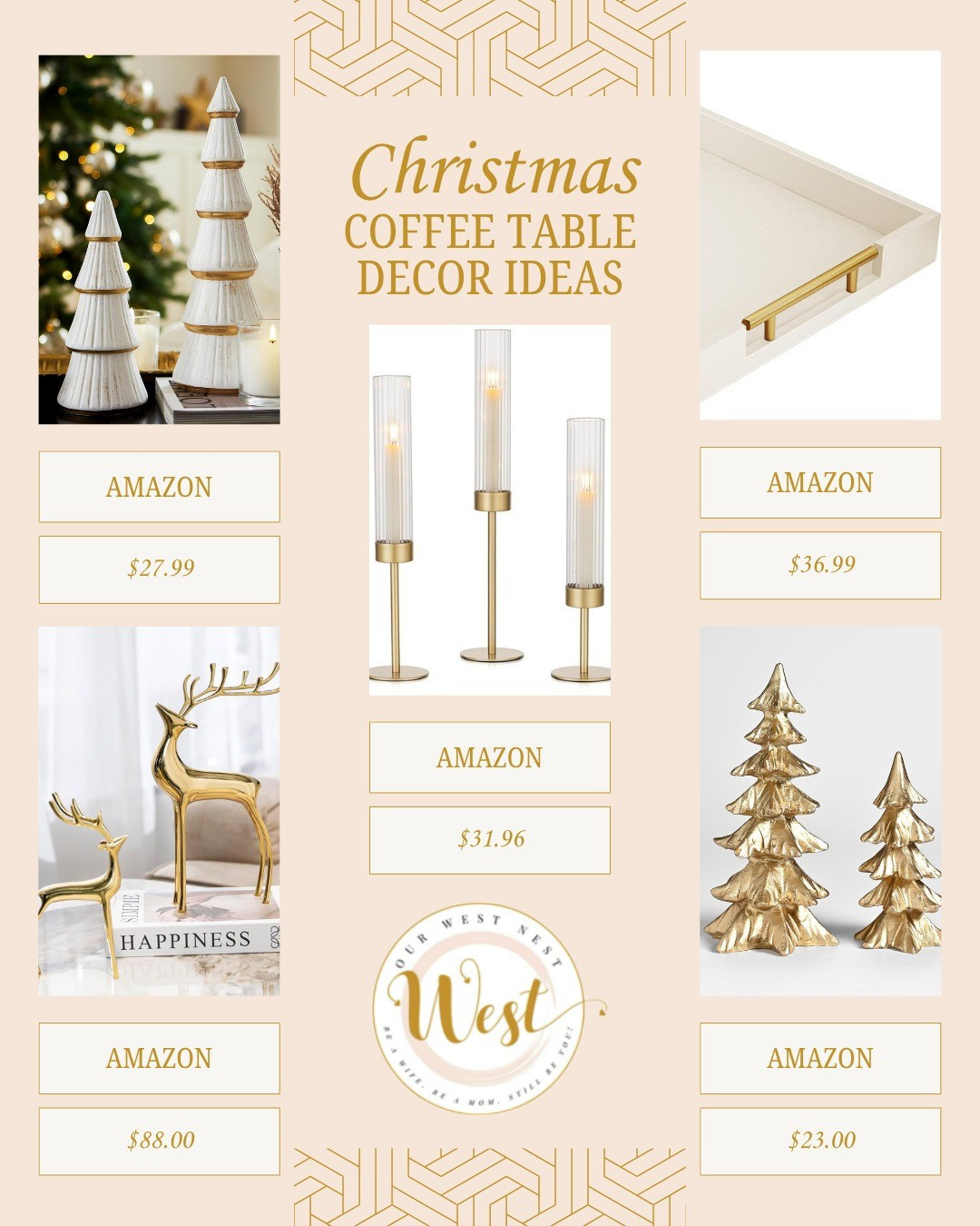 Add timeless beauty to your cozy Christmas living room with affordable glam Christmas coffee table decor featuring trays, Christmas candles, and Christmas figurines that bring vintage charm to life. Mix and match Christmas centerpieces and accents from Amazon Christmas decor ideas for a chic yet budget friendly living room Christmas decorations setup you’ll adore. #HolidayDecor #AffordableChristmas 

#LTKHome #LTKSeasonal #LTKHoliday #LTKHome