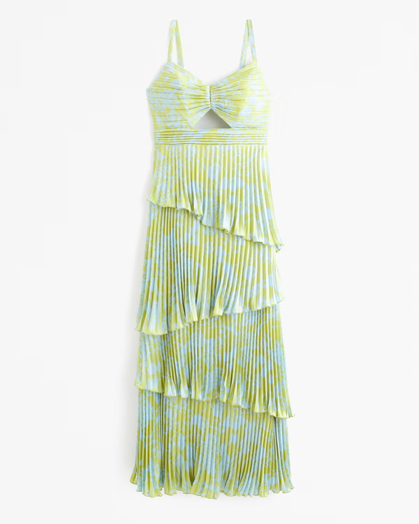 The A&F Giselle Pleated Tiered Maxi Dress | Abercrombie & Fitch (US)