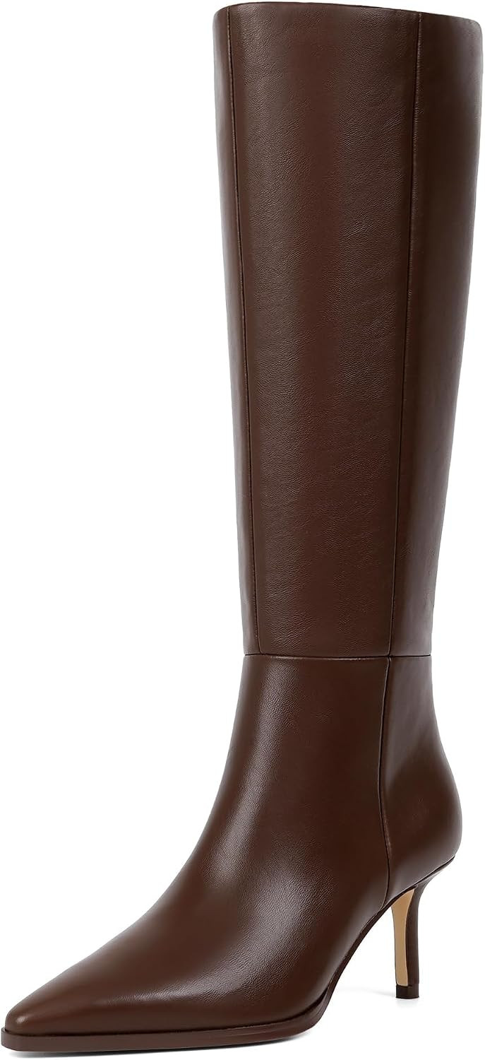 Knee High Boots for Women Pointed Toe Stiletto Heel Side Zipper | Amazon (US)