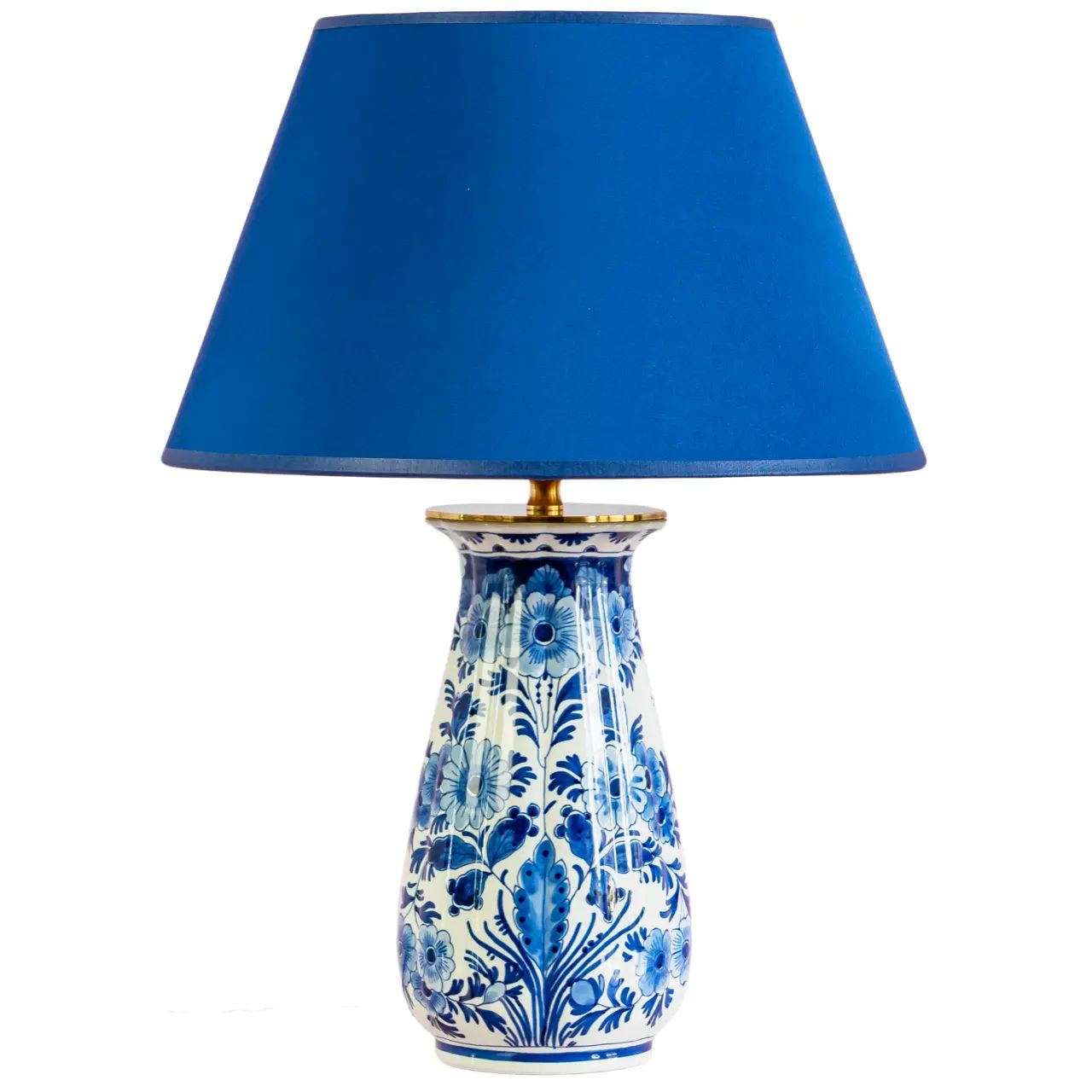 Vintage Handcrafted Lamp with Blue Base from Royal Delft | Chairish