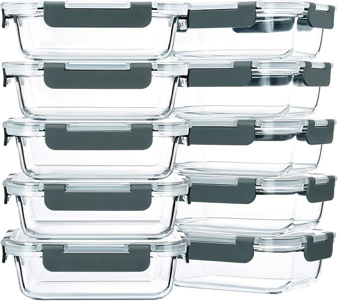 M MCIRCO 10-Pack,22 Oz Glass Meal Prep Containers,Glass Food Storage Containers with lids,Glass L... | Amazon (US)