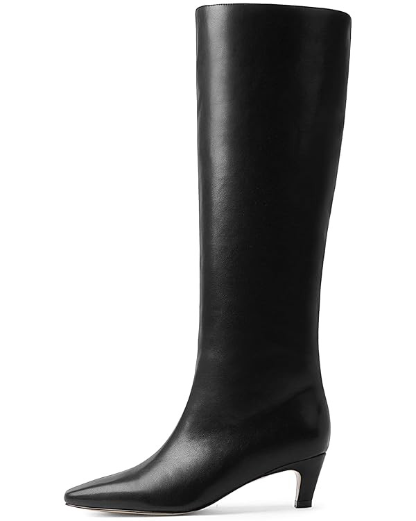 Modatope Knee High Boots Women Square Toe Kitten Heel Tall Boots Womens Fashion Long Boots | Amazon (US)