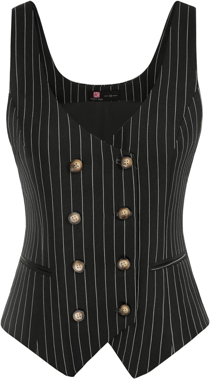 KANCY KOLE Womens Double Breasted Fashion Vests Dressy Casual Versatile Vest Button Vintage Waist... | Amazon (US)
