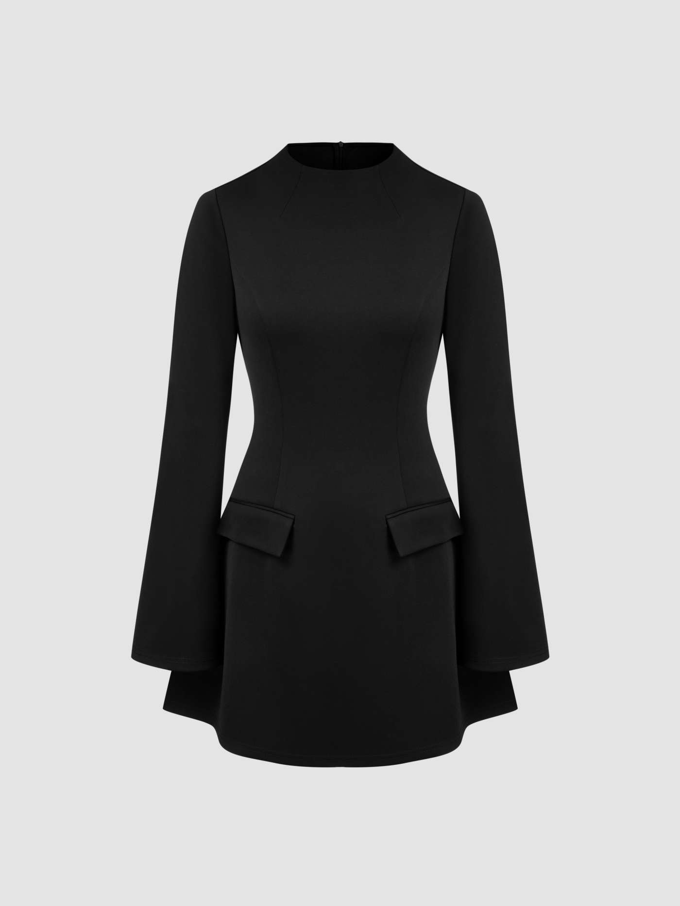 Hochgeschlossenes Unifarbenes Langarm-Minikleid | Cider