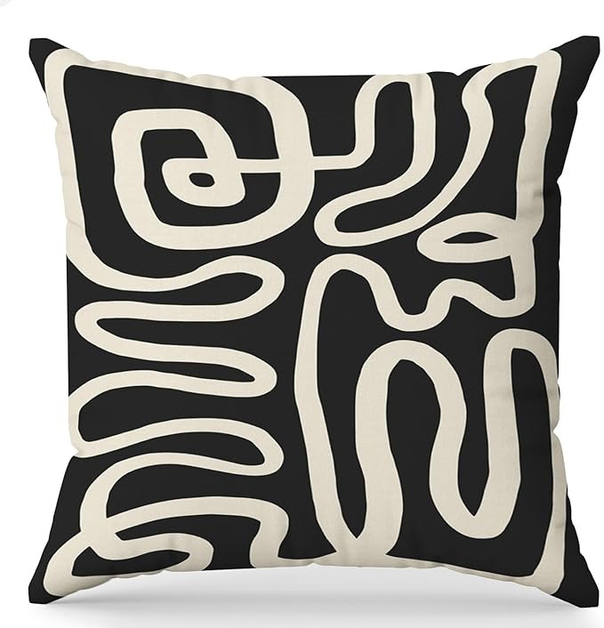 Black and Beige Throw Pillow Covers Abstract Pillow Covers 18x18, Black and Beige Black and Cream... | Amazon (US)