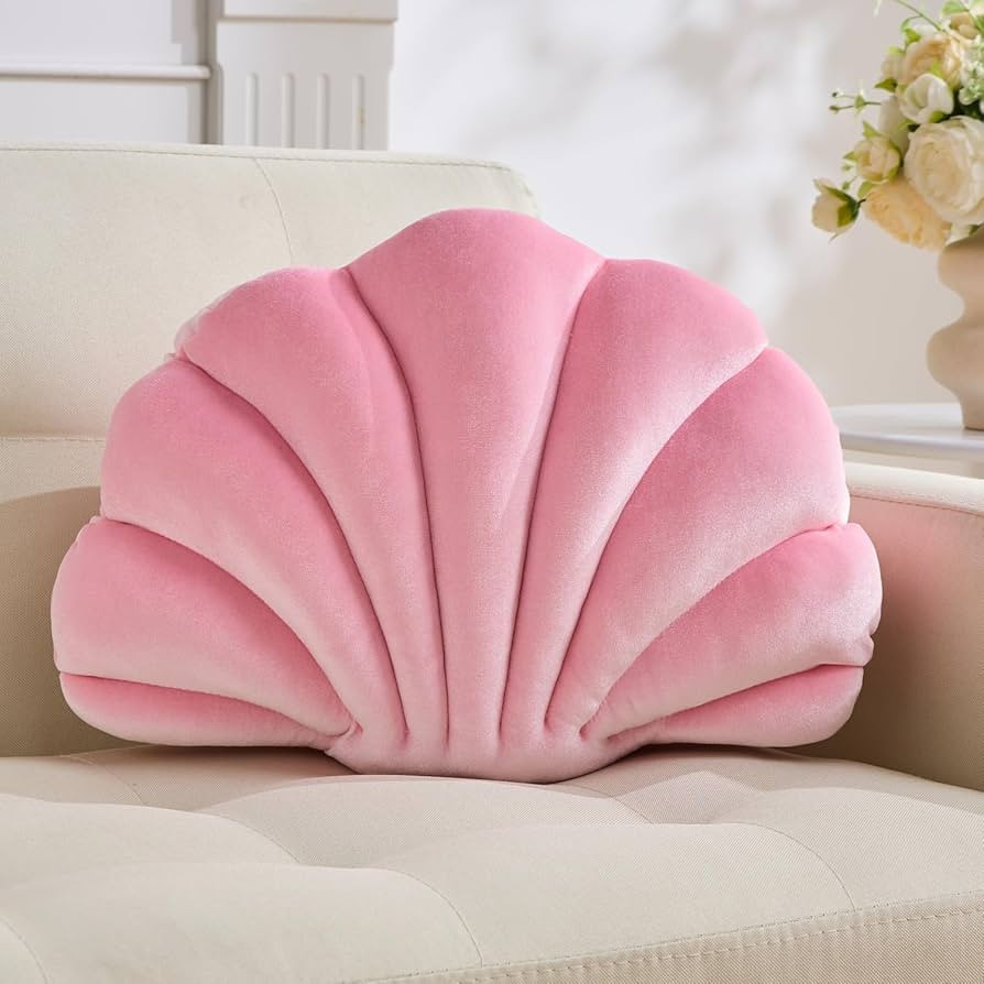 Shell Pillow，Seashell DecorativeThrow Pillow Light Pink Seashell Shaped Pillows 13x10 Inch Room... | Amazon (US)